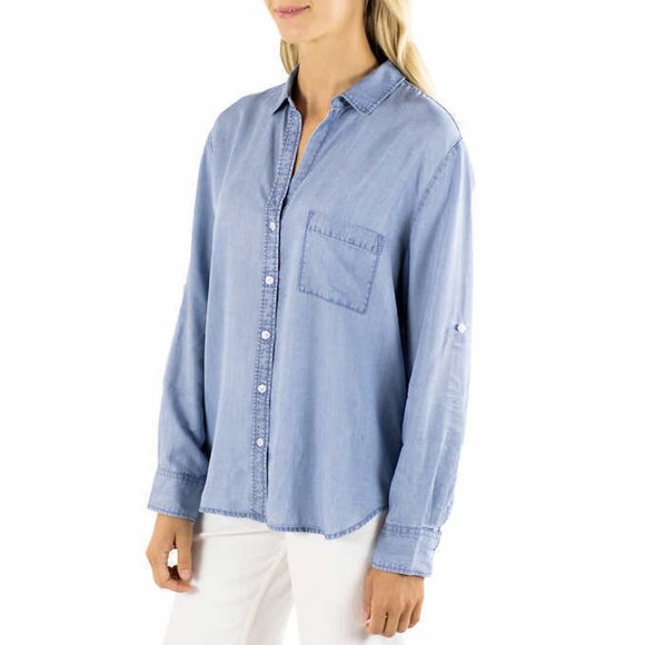 NWT Jach's New York Womens Long Sleeve Button Down Shirt Blue Size XS $65 3HL138 - Picture 3 of 4